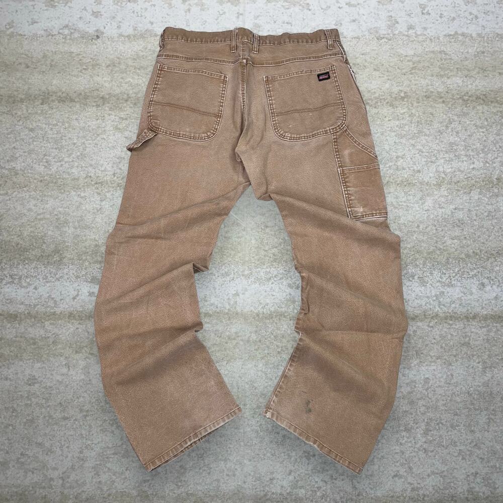 Vintage 90s Dickies Carpenter Pants 36x34 Baggy Camel Tan Canvas Dungarees Work - Picture 1 of 6